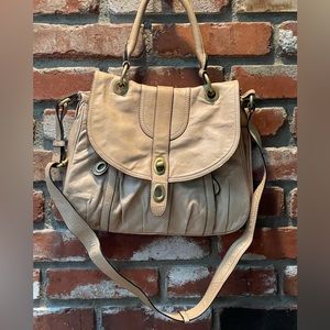 Y2K Vintage HYPE Cream Leather Crossbody Satchel